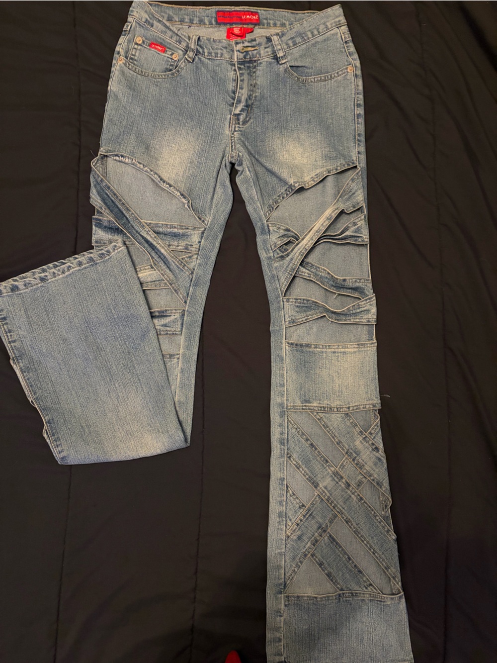 Lemore denim jeans with cut out strappy design